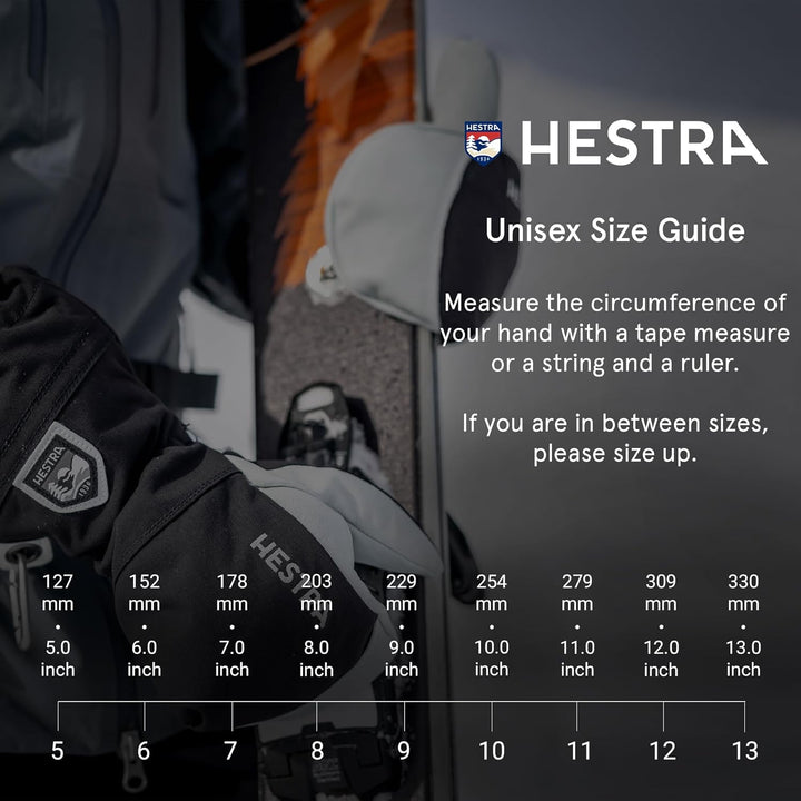 Hestra Winter-Skihandschuhe: Herren und Damen Leder-Box-Fäustlinge für kaltes Wetter Schwarz 8, Schw