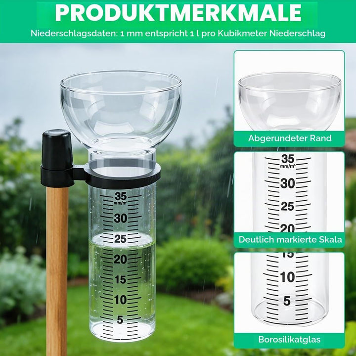 Regenmesser Frostsicher 2 Stück, Regenmesser Ersatzglas mit Halterung, 35mm Glas-Regenmesser für Gar