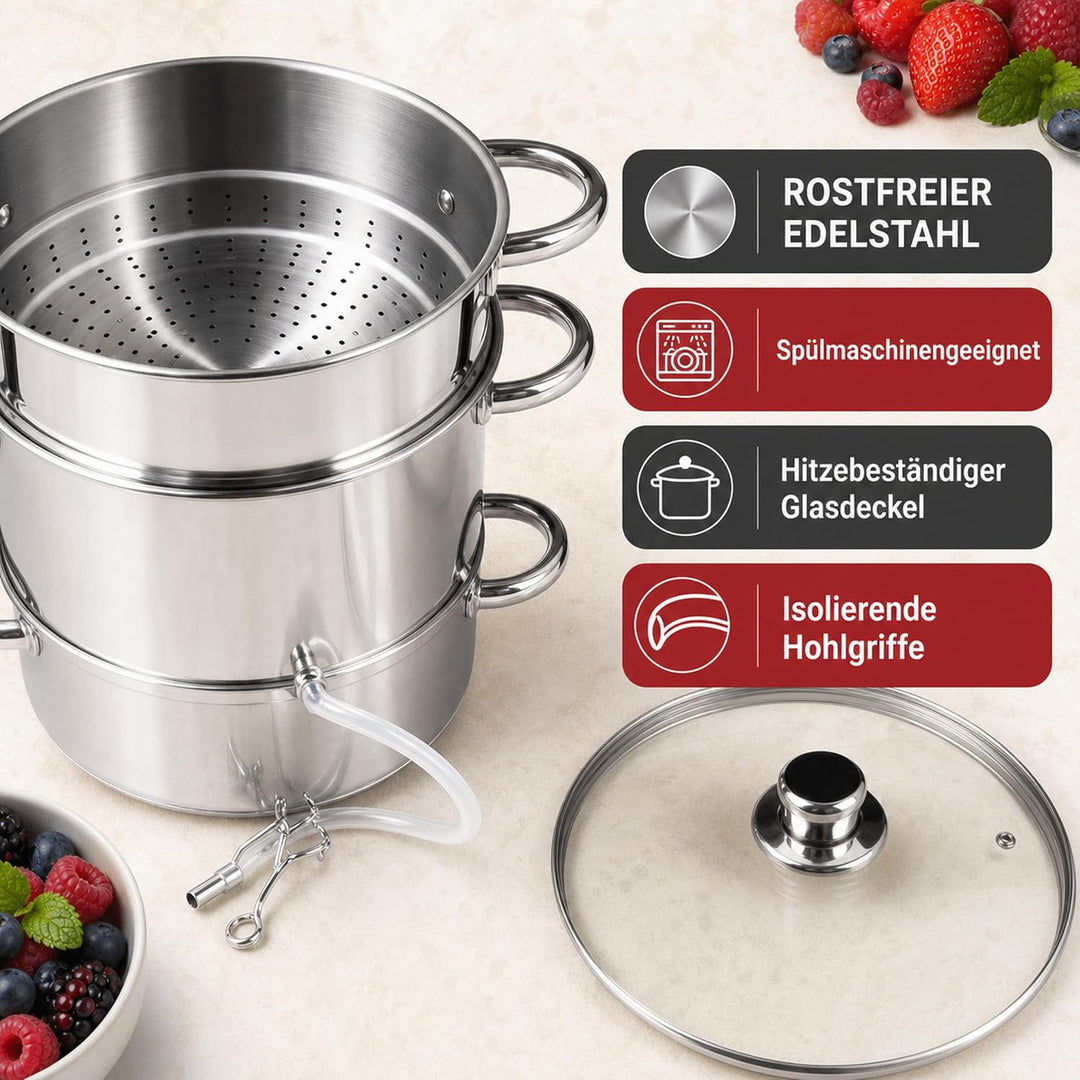 Dampfentsafter 5 Liter Edelstahl Ø 22 cm für alle Herdarten &amp; Induktion