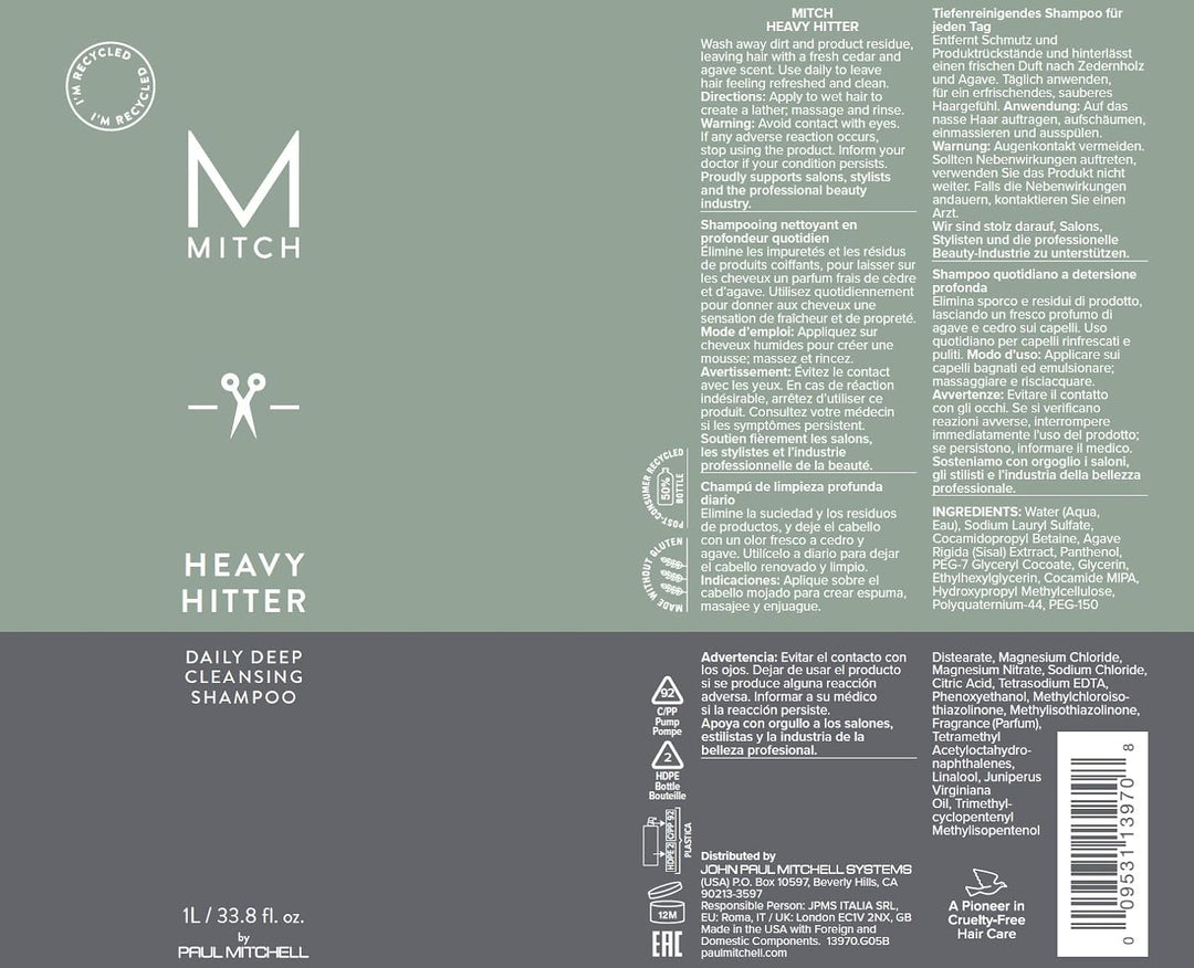 Paul Mitchell MITCH Heavy Hitter Deep Cleansing Shampoo - tiefenreinigendes Pflege-Shampoo für Männe