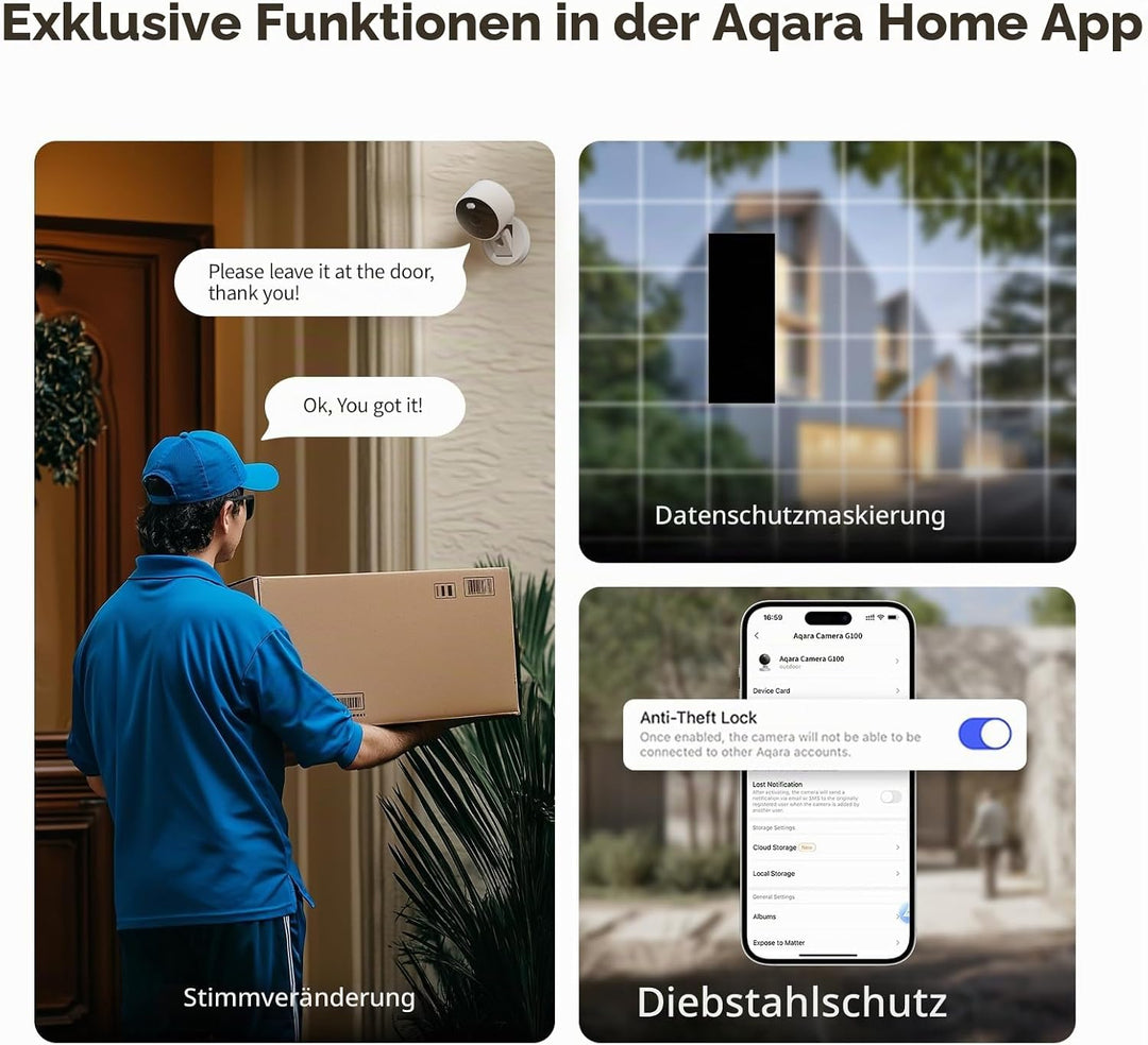 Aqara G100 2K Überwachungskamera Innen&amp;Aussen, Weiss, 2er-Pack Weiss 2 Pack, Weiss 2 Pack