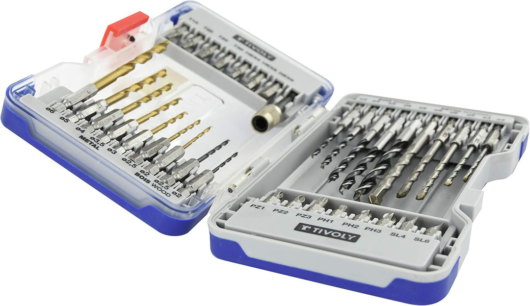 TIVOLY 11901170049 Mixed 1/4" Hex Shank Drill Bits &amp; Screw Bit Set (35pieces
