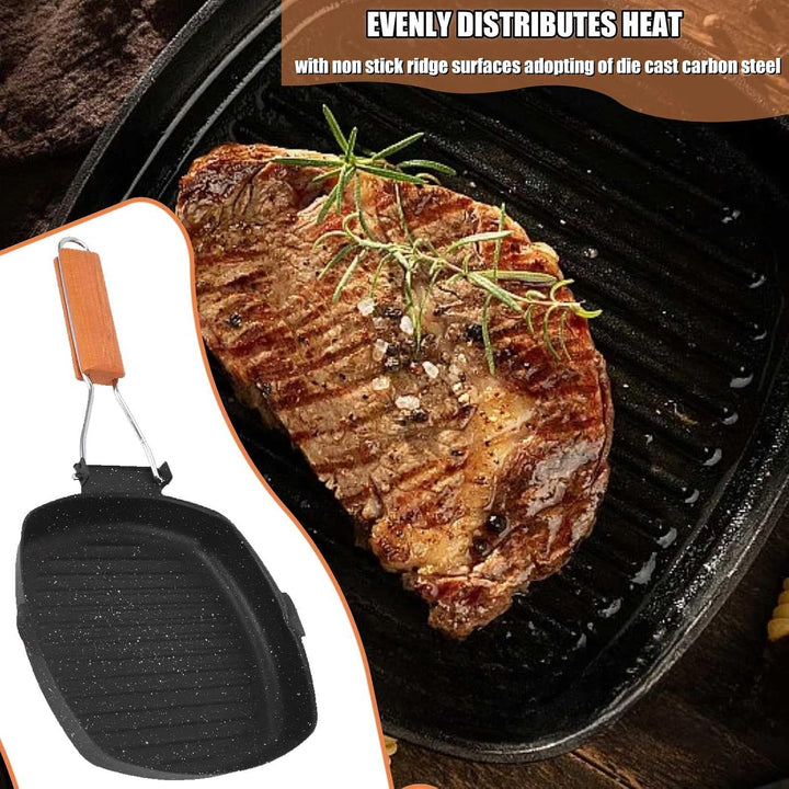 HERCHR Grillpfanne 20x20cm, Grillpfann Induktion Gewellt, Steakpfanne Induktion Aus Gusseisen, Induk