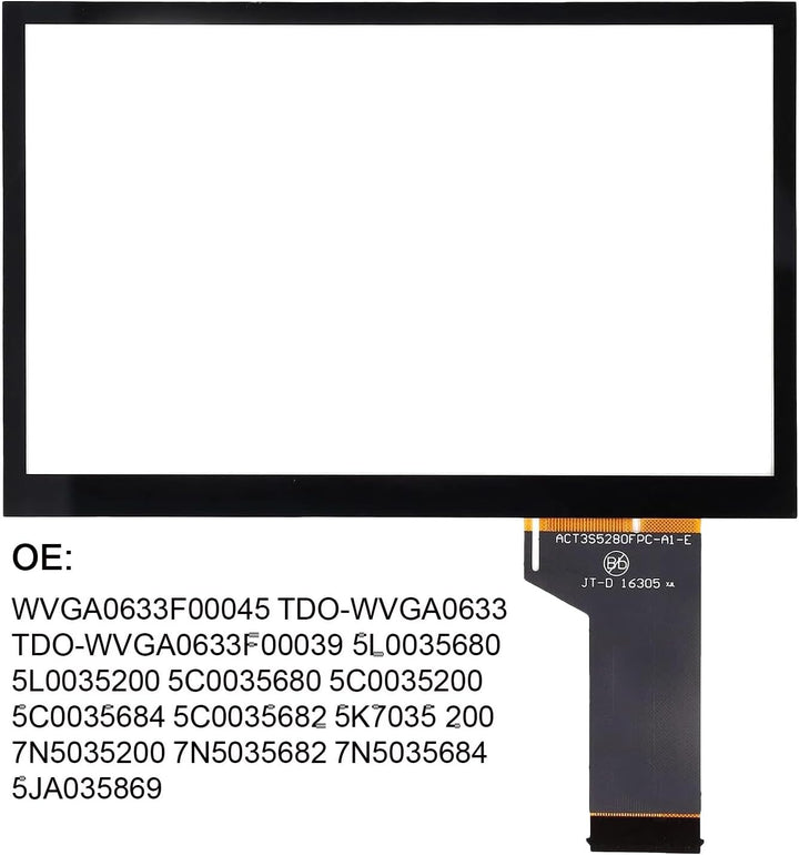 Touchscreen Glass, LCD Display Media Screen Digitizer TDO-WVGA0633F00039 Replacement for MIB Passat