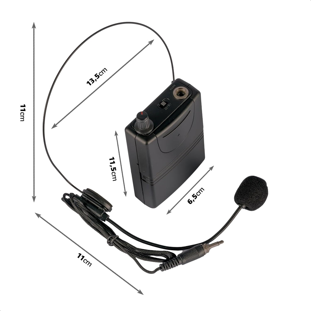 Ibiza - PORTUHF-Head - Kopfbügelmikrofon mit UHF 863MHz Taschensender - Batteriebetrieben - Drahtlos