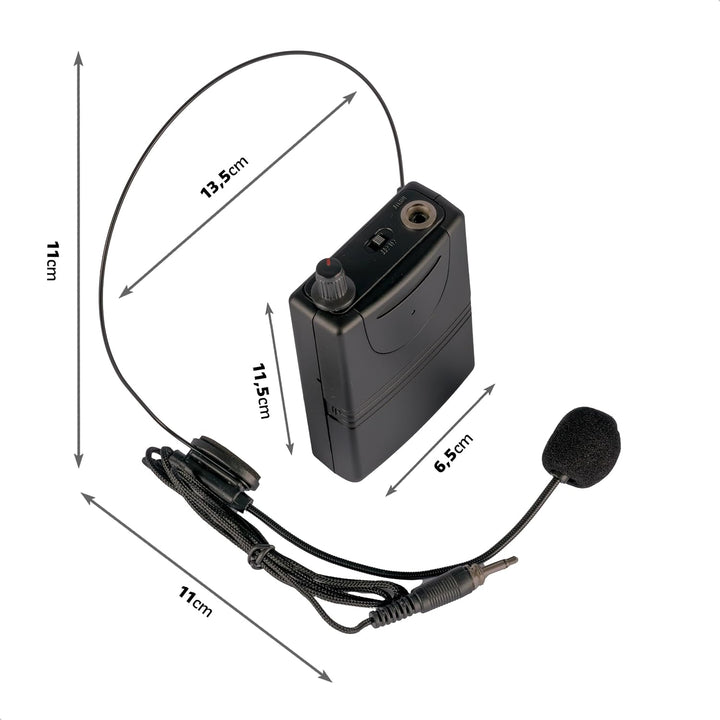 Ibiza - PORTUHF-Head - Kopfbügelmikrofon mit UHF 863MHz Taschensender - Batteriebetrieben - Drahtlos
