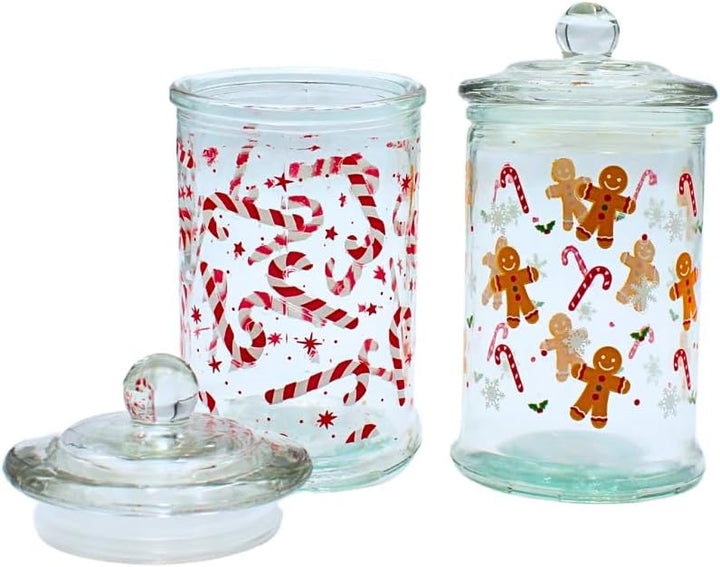Dekohelden24 Aromadose, Frischhaltedose, Glasbehälter mit Weihnachtsmotiv, Keksdose mit Lebkuchen &amp;
