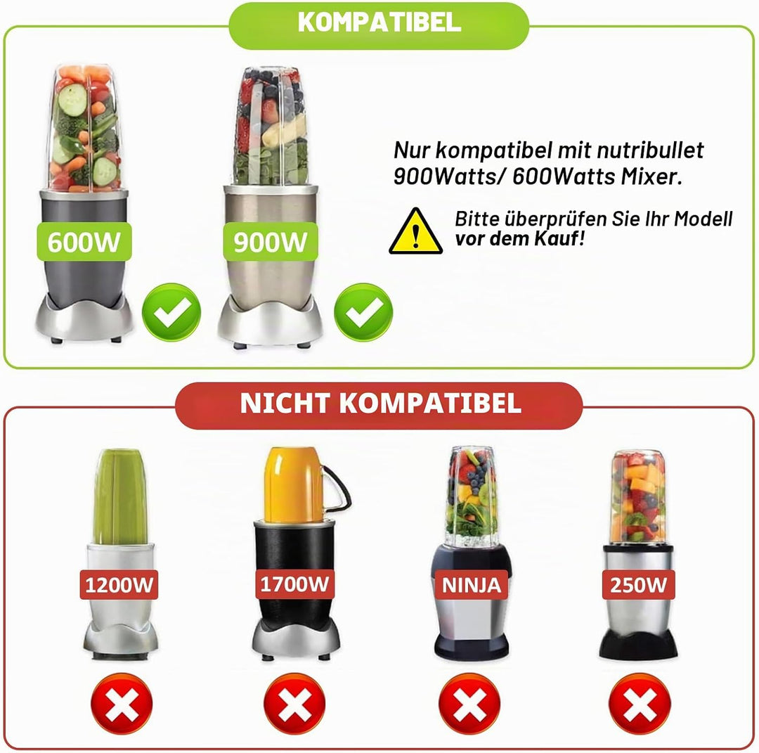2er-Pack Ersatzklinge für NutriBullet Blender 900 W 600 W Serie, Ersatzteile kompatibel mit NutriBul