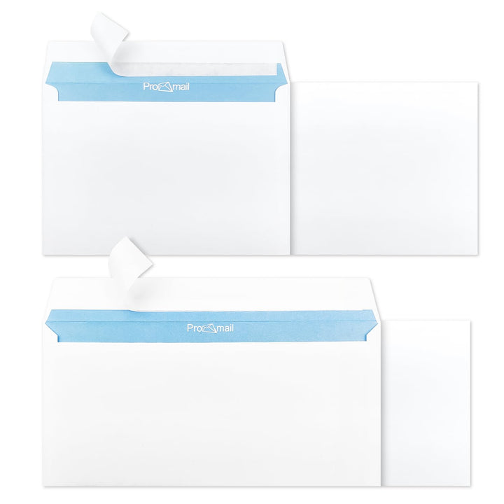 Netuno 200 Stück Briefumschläge DIN C6 &amp; DL (je 100) Weiss ohne Fenster 90 g/m² mit Innendruck Haftk