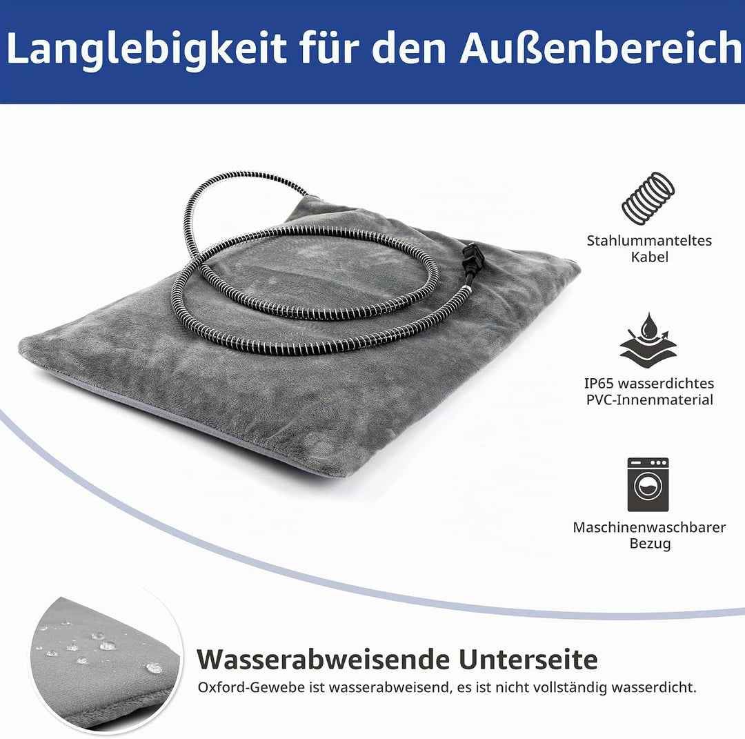 Outdoor Heizkissen für Katze &amp; Hund, Konstante Wärme, Wasserfest, 70×40 cm L, L