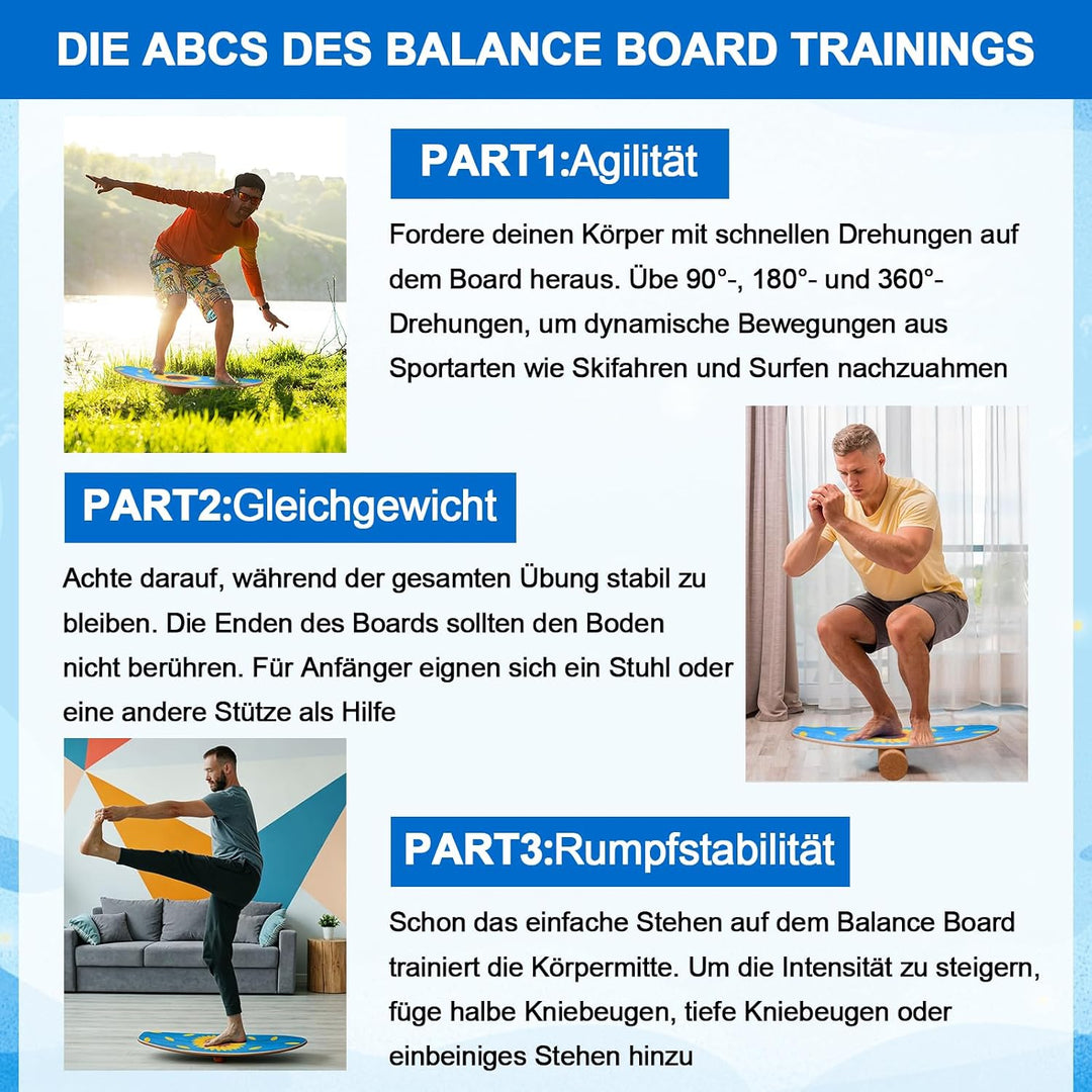 Balance Board Erwachsene Holz Wackelbrett Set Mit Korkrolle,Korkball
