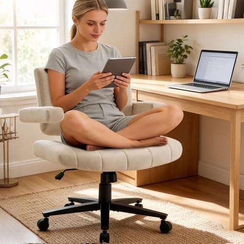 Vigosit Criss Cross Chair mit Rädern, verstellbarebreite Armlehne Criss Cross Chair, Anti-Grip-Stoff