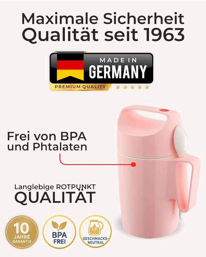 ROTPUNKT Thermobehälter für Essen 850 ml inkl. Löffel – Thermo Lunchbox Heiss &amp; Kalt I Made in Germa