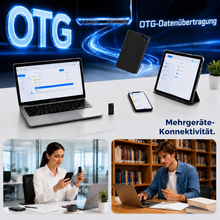 Mini Diktiergerät 64 GB mit Sprachaktivierung, HD-Audio und DSP 5.0 Schwarz, Schwarz