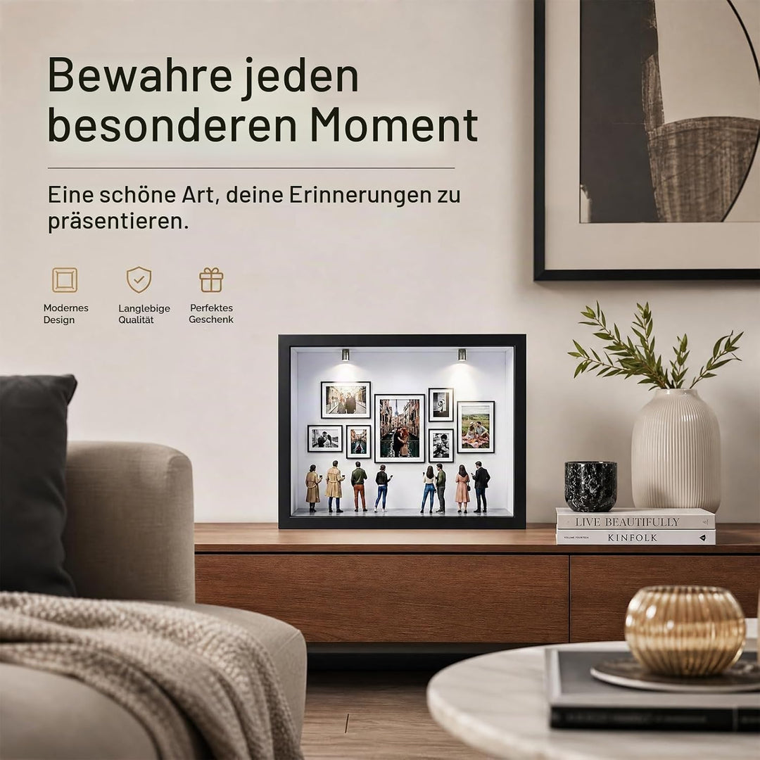DIY Mini Museum Bilderrahmen, Foto Erinnerungsanzeige Set, Holzrahmen | DIY Mini Museum Silhouette B