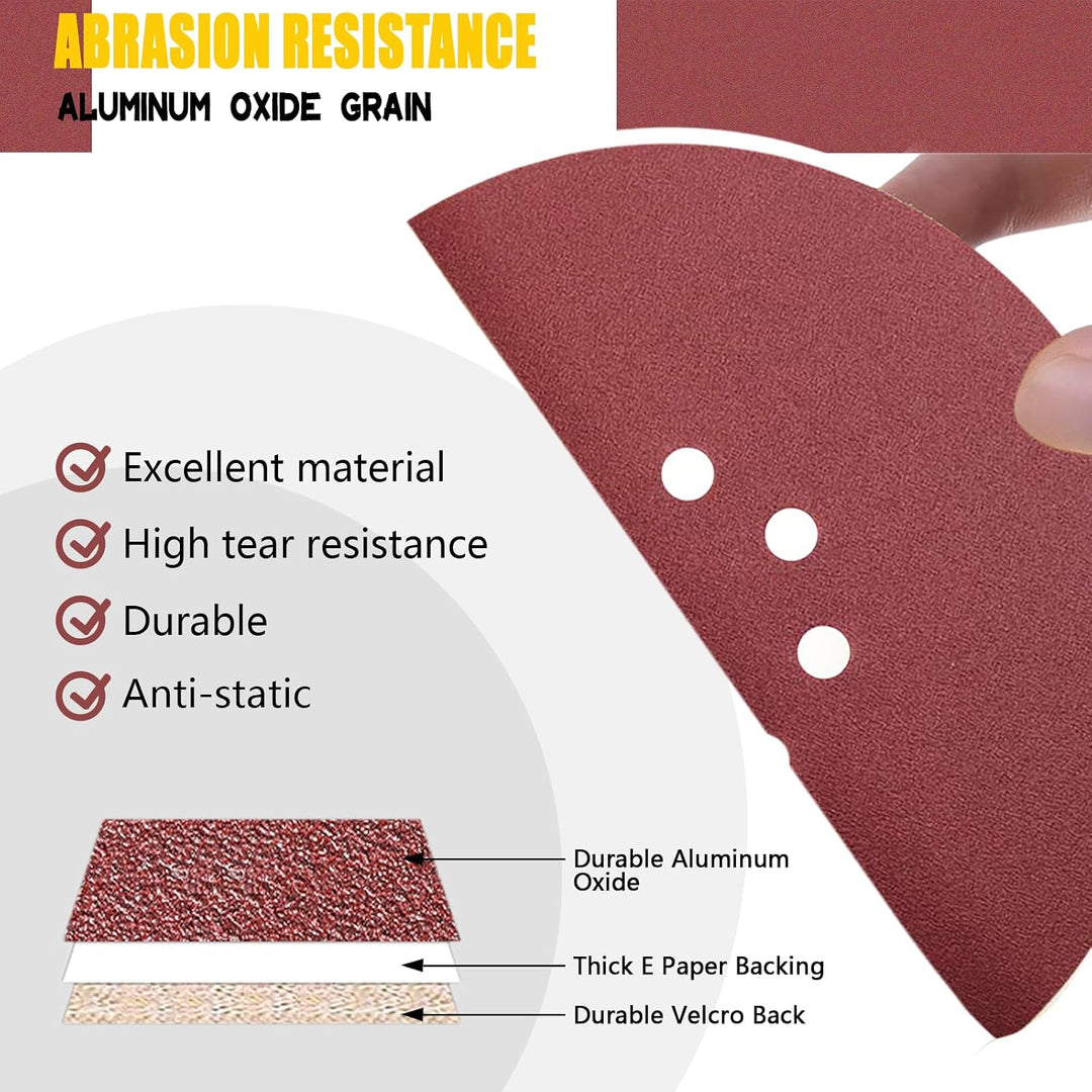 Schleifpapier 225mm Klett, 30 Stück Schleifscheiben 225mm P180 Körnung 10 Loch in Rot für Trockenbau