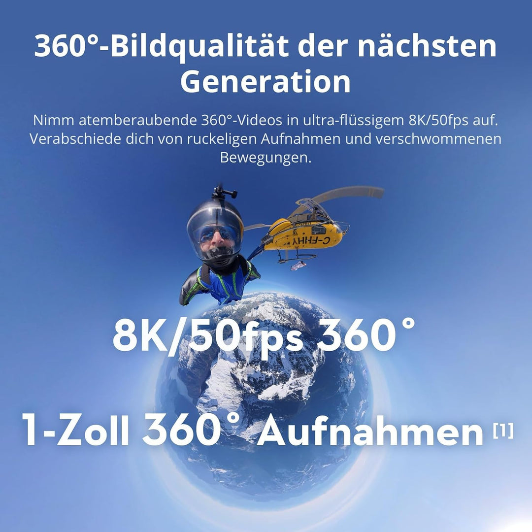 DJI Osmo 360 Essential Combo mit Kartenleser + Stativ, 2 Akkus, Kartenleser + Stativ