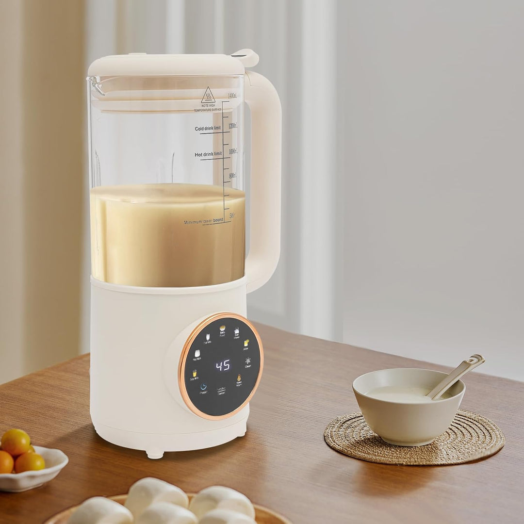 1.4L Automatische Sojamilchmaschine I Nussmilchmaschine mit 24h Timer, Selbstreinigung, 600W, 16 Kli