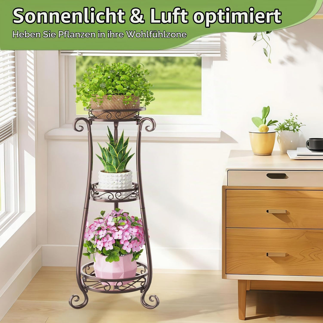 3 Etagen Blumenständer Pflanzenständer Blumenetagere Pflanzenregal aus Metall für grosse Töpfe Indoo
