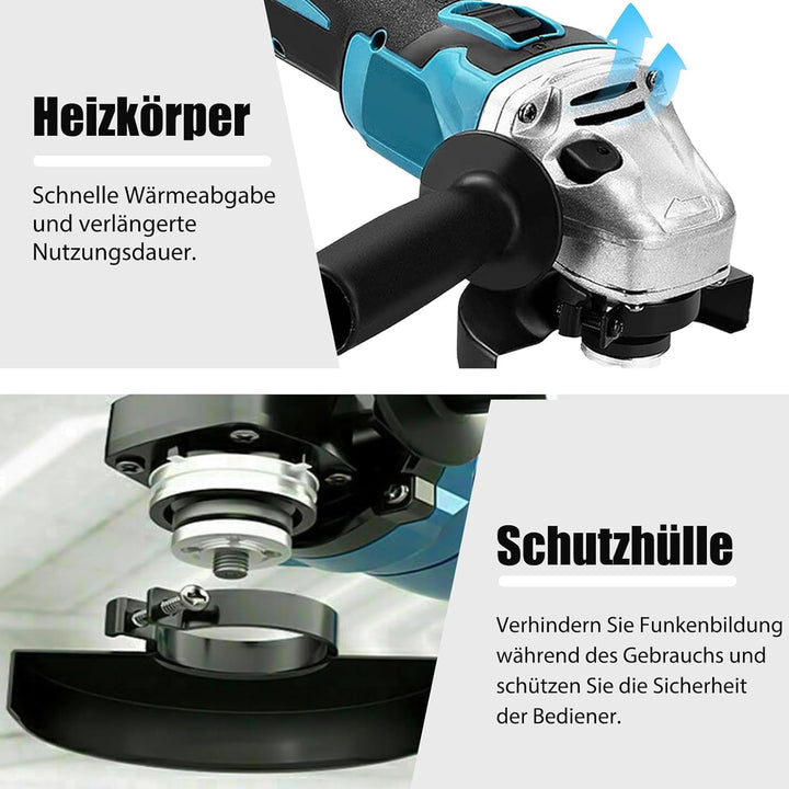 Akku-Winkelschleifer, Kompatibel mit Makita Bürstenlos,18V Trennschleifer Scheibe 125mm Schleifen，zu