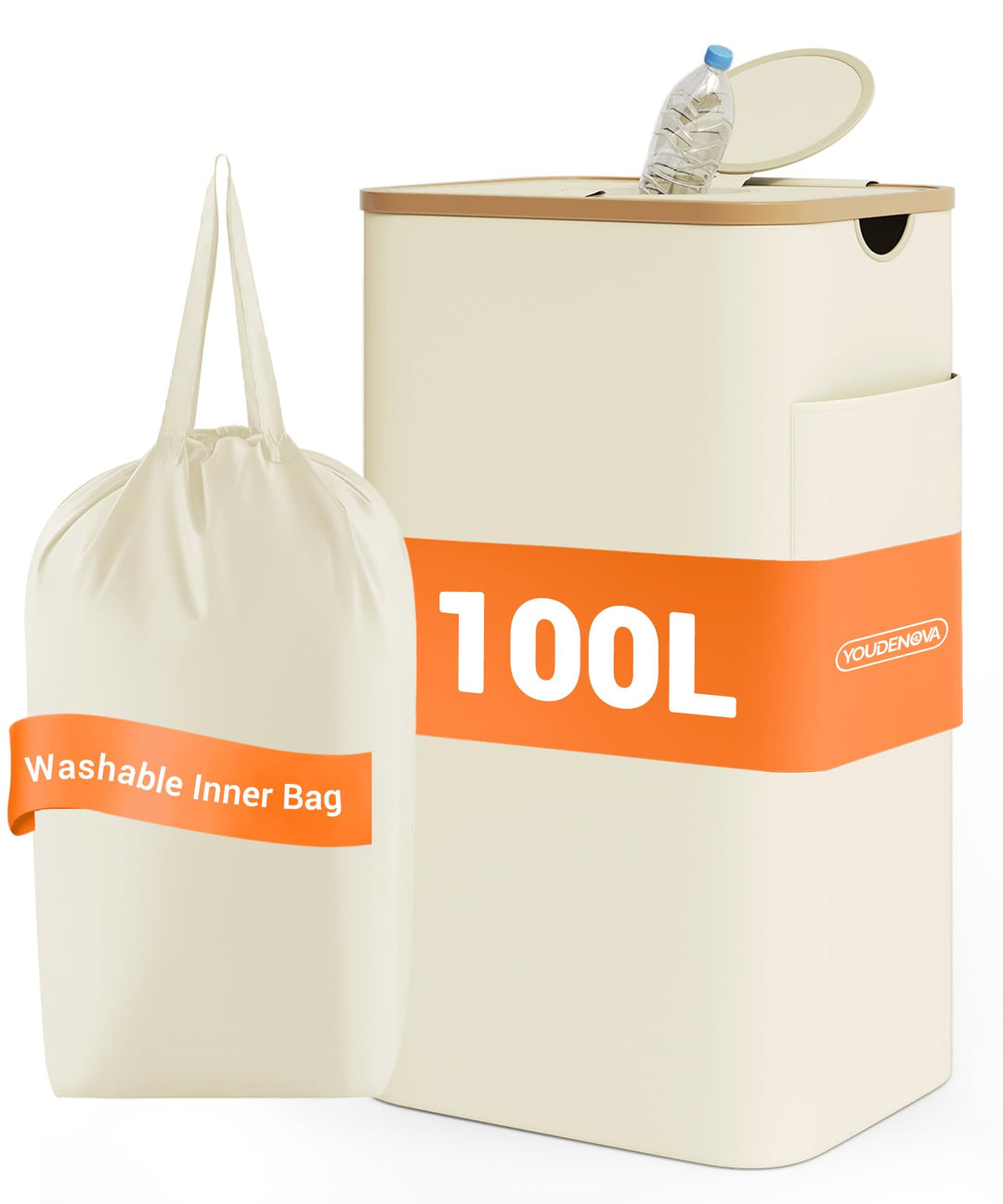 YOUDENOVA 100L Pfandflaschen Sammelbehälter mit Deckel &amp; Geruchsdicht, Mülleimer Küche, Flaschensamm