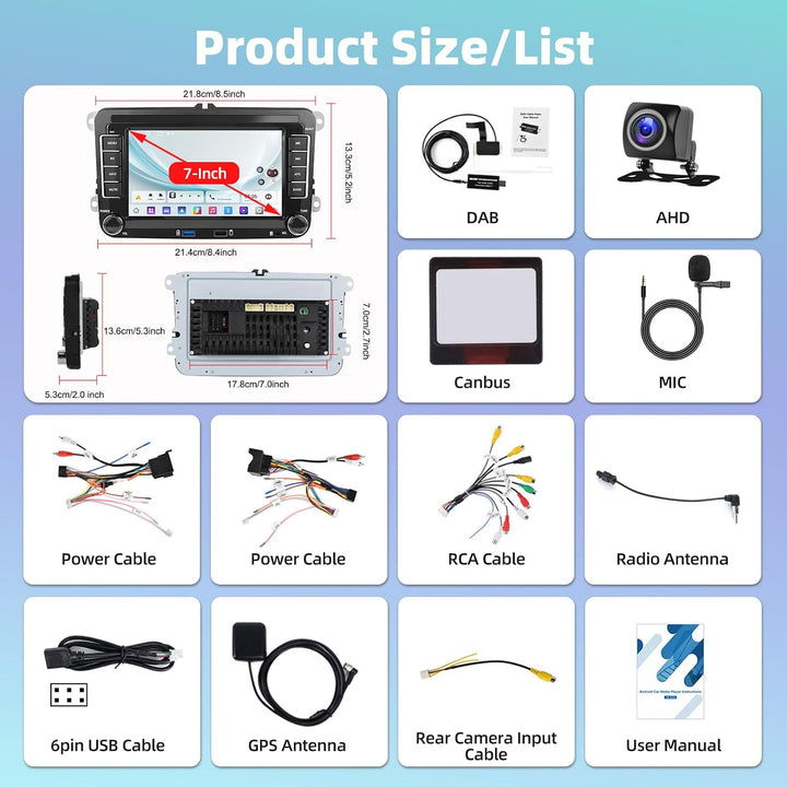 DAB Carplay Autoradio für VW Golf Tiguan Touran Passat Polo Skoda Caddy Seat, 2+64G Kabellosem Andro