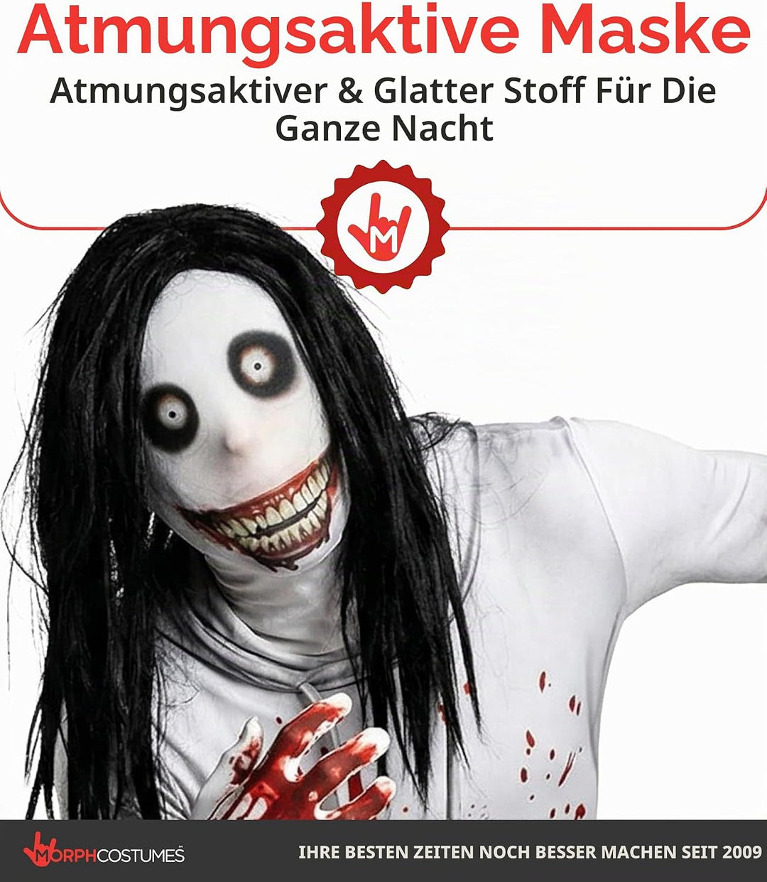 Morphsuits Jeff The Killer Kostüm für Erwachsene, Monster Verkleidung, Halloween und Karneval - XXL