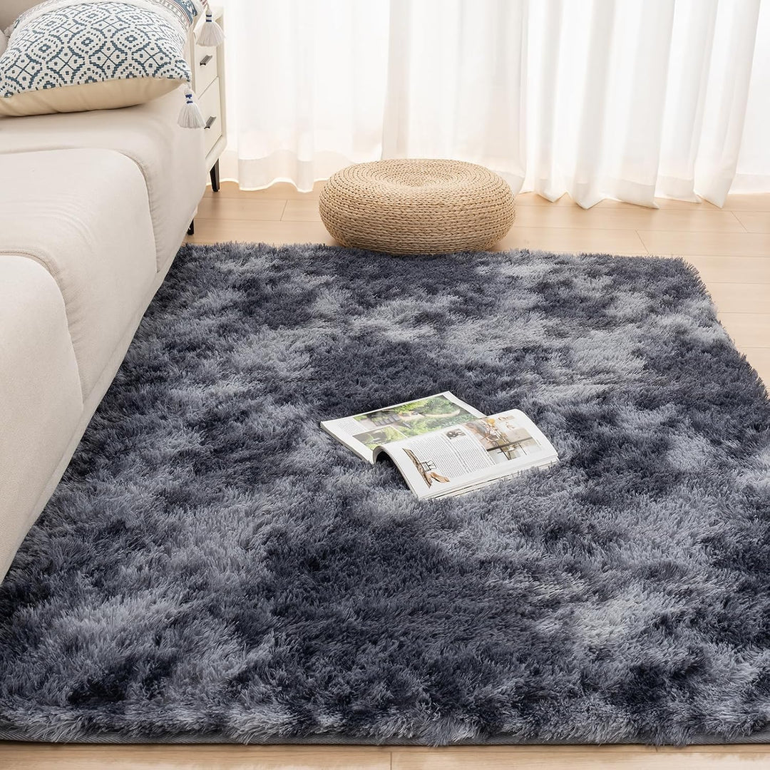 Vamcheer Hochflor Wohnzimmerteppich 80 x 150 cm, Flauschig, Waschbar Dunkelgrau 80 x 150 cm, Dunkelg