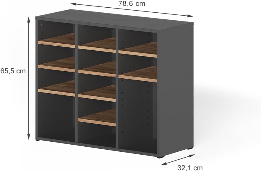 Vicco Schuhschrank Lysander, Anthrazit/Goldkraft Eiche, 78.6 x 65.5 cm Anthrazit/Goldkraft Eiche 78