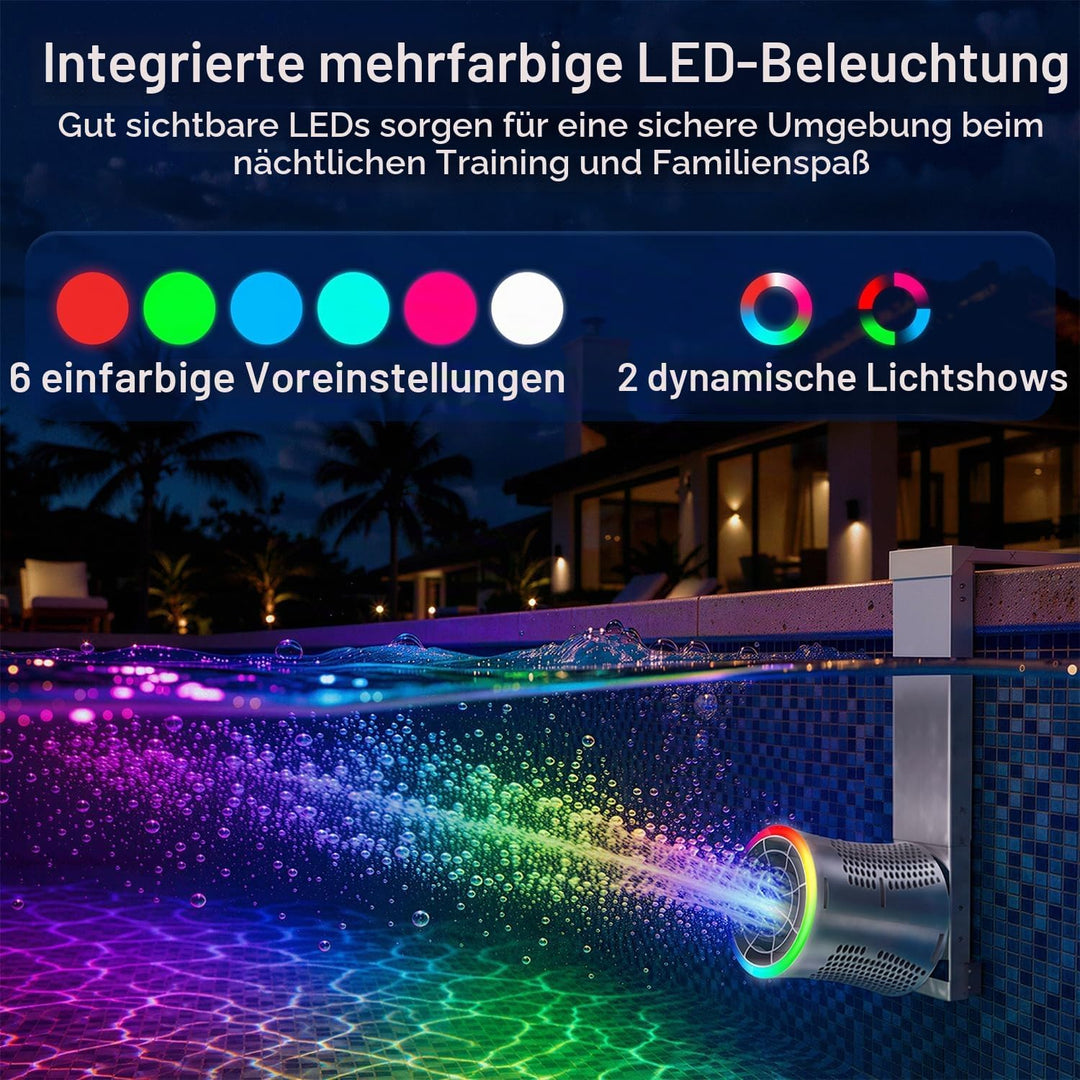 Gegenstromanlage Pool, Schwimmtrainer mit einstellbarer Wasserströmung, 24V Niederspannung Pool Strö