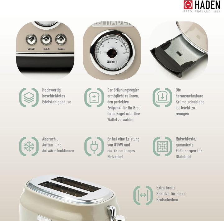 Haden Dorset 2 Scheiben Toaster (Putty), Putty