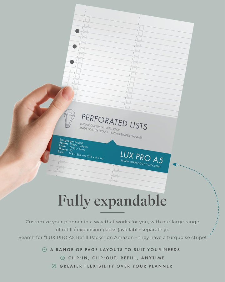 LUX PRO A5,Tagesplaner &amp; Terminkalender 2023,Dankbarkeitstagebuch, Wellness-Tagebuch &amp; undatierte Wo