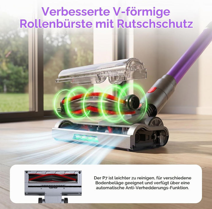 Lubluelu Akku-Staubsauger, mit LED-Anzeige, 30 Minuten Laufzeit, Kabelloser Staubsauger mit 6 HEPA-F