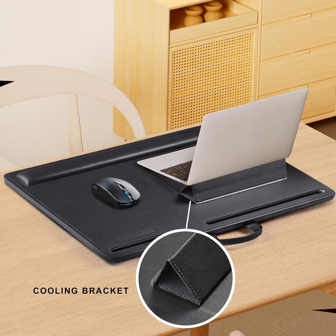 CENNBIE Extragrosser Laptoptisch aus Leder mit Memory-Schaum-Kissen, 60x40 cm, verstellbar für Lapto