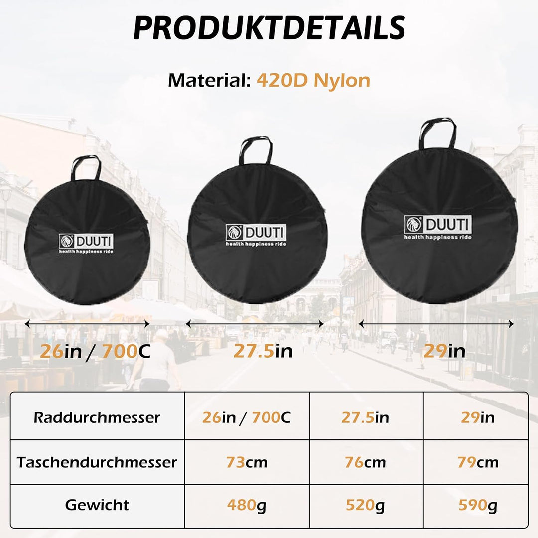 TRIWONDER MTB Laufradtasche 29 Zoll, Leicht und Wasserdicht Tragetasche Radtragetasche B - Schwarz -