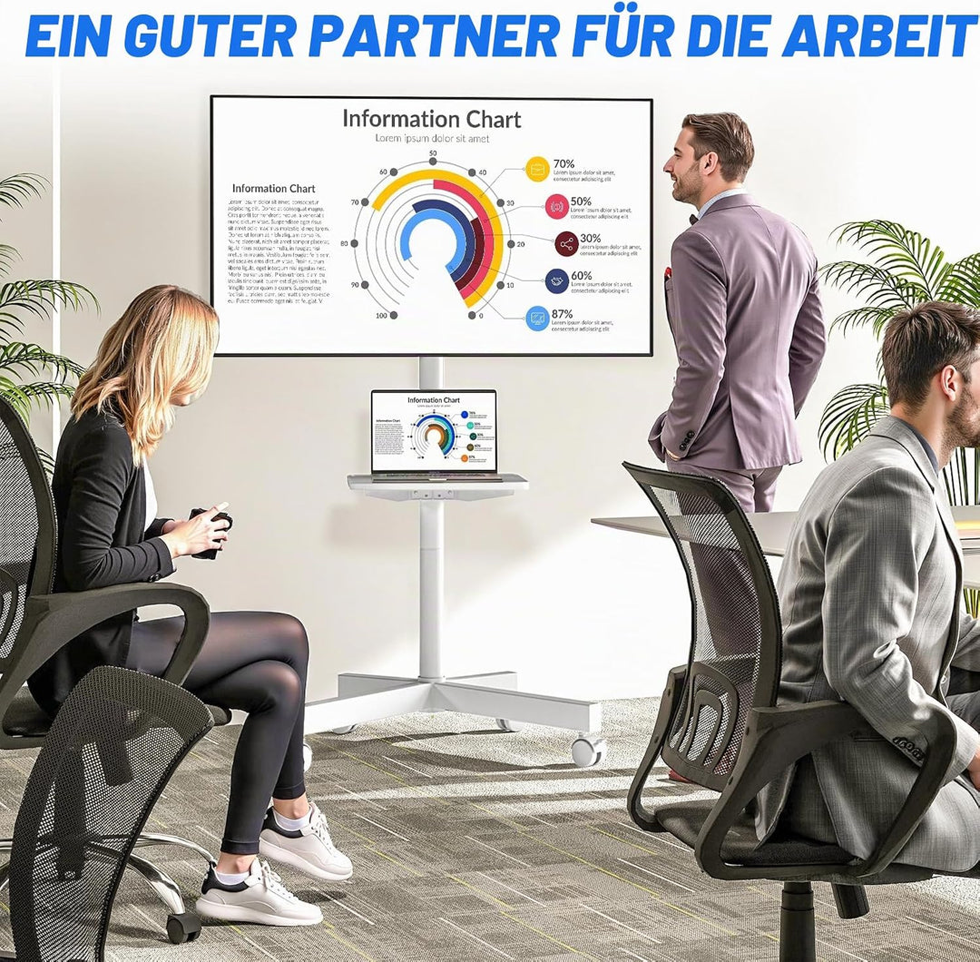 TV Ständer Rollbar Fernsehständer Bodenständer - Rfiver Fernseher ständer Rollwagen mit Rollen Weiss