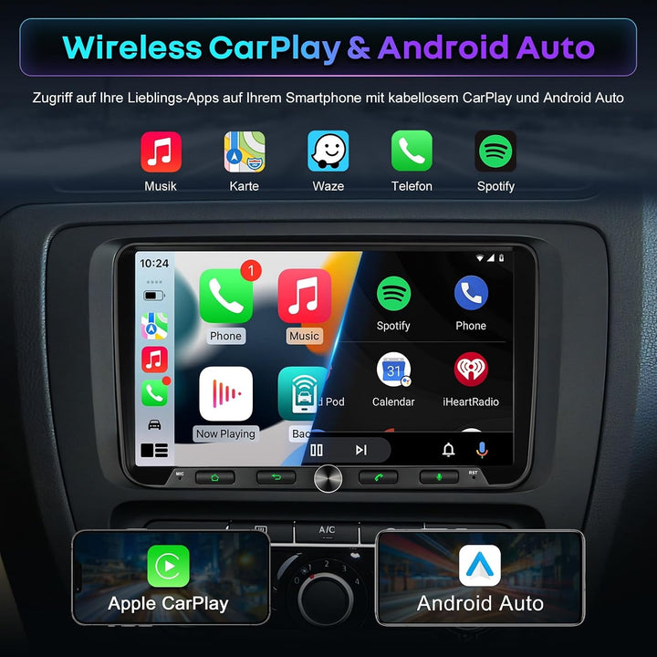 Android DAB Autoradio mit Bildschirm 8Core für VW Golf 5 6 T5 Polo 6R Caddy Skoda Seat Passat, 4G+64