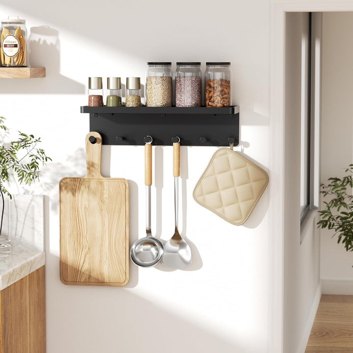 niffgaff Schlüsselbrett Schwarz Metall mit Ablage Schlüsselboard Schlüssel Aufbewahrung Wand Key Rac