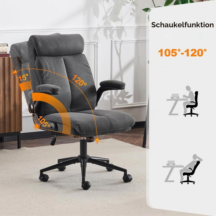 Bonnlo Ergonomischer Bürostuhl, Schreibtischstuhl mit hochklappbarer Armlehne, Computerstuhl, Drehst
