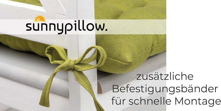 sunnypillow 4er Set Stuhlkissen mit Bändern 40x40 cm - Bequeme Polsterauflage 8cm dick - Auflage für