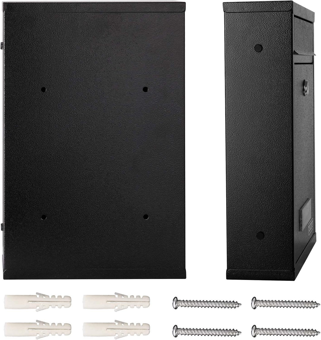MONZANA® 6X Briefkasten Schwarz inkl. 2 Schlüssel Namensschild abschliessbar Mailbox Briefkastenanla