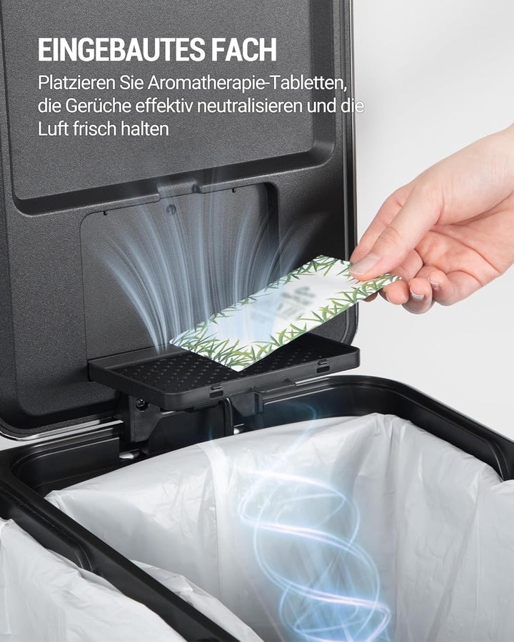 Hzuaneri Mülleimer Küche, 2 x 30 L, Mülltrennsystem 2 Fächer 60 L, Edelstahl-küchenmülleimer, Tretmü