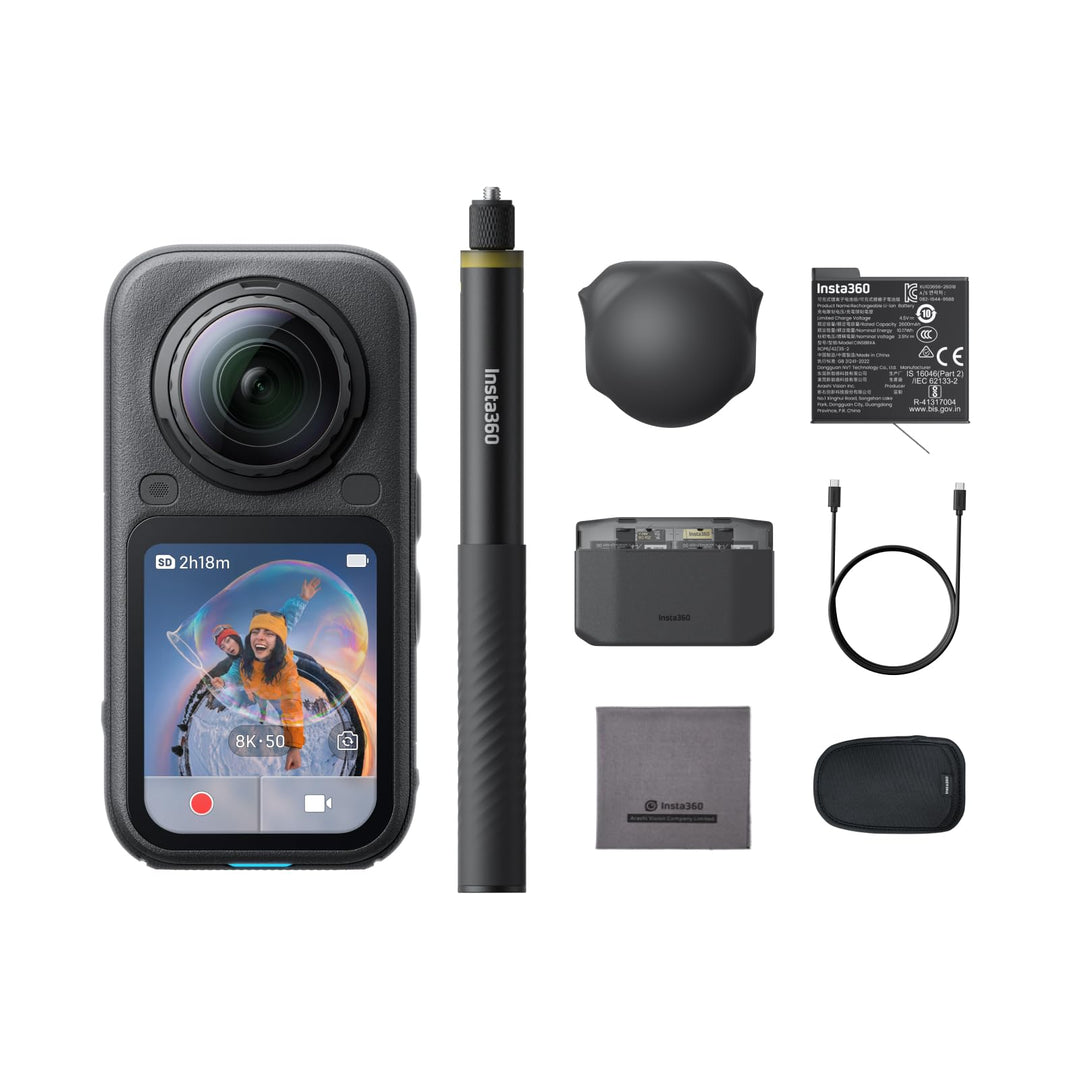 Insta360 X6 Essentials-Bundle– 8K 360 Grad Kamera mit 1/1,1"-Sensoren Mitternachtsschwarz Essentials