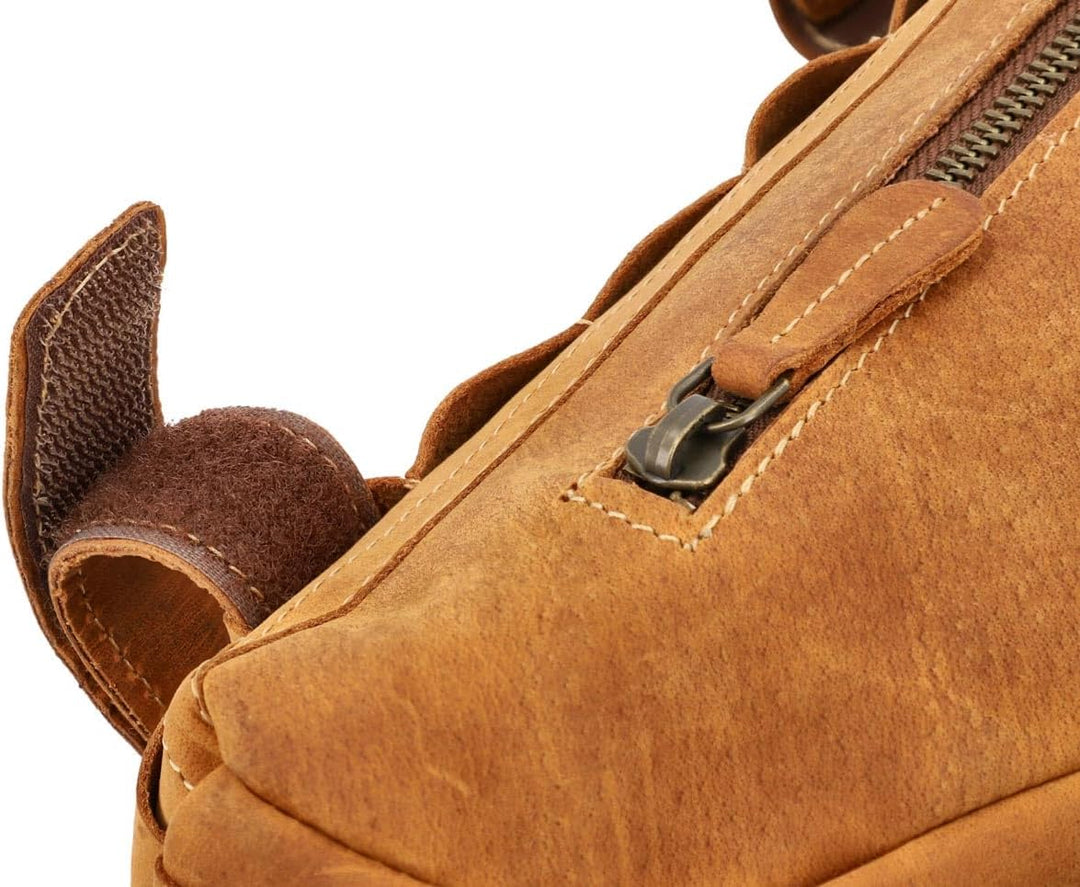 Gusti Fahrradtasche Leder - Roger V. Rahmentasche Ledertasche Vintage Look Fahrradzubehör Braun