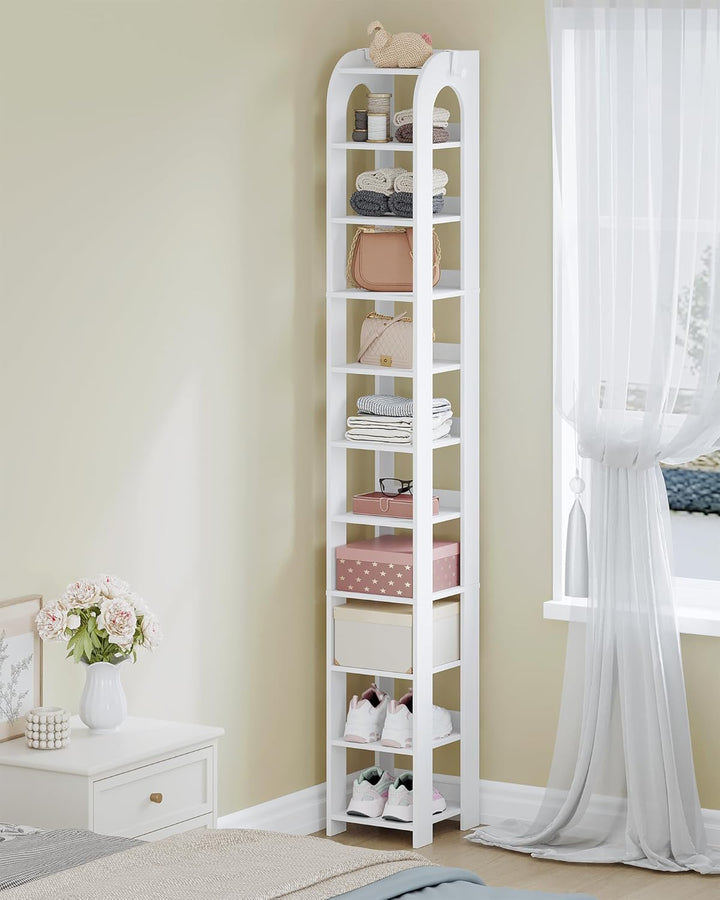 Hzuaneri Vertikales Schuhregal, 11 Ebenen Schmale Schuhregale, Holz-Schuh-Organizer für Schrank, Ein