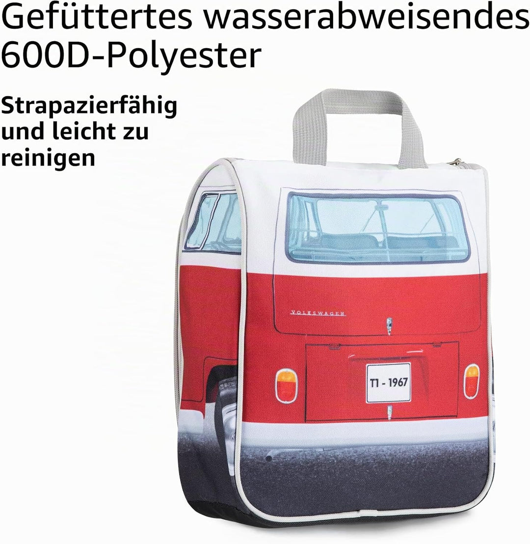 BRISA VW Collection - T1 Bulli Bus Reise-Kulturbeutel zum Aufhängen | Volkswagen Kulturtasche Kosmet