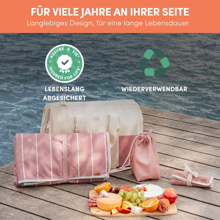 monbento – 25-Liter-Isoliertasche + wasserdichte Tischdecke – Ideal für Picknicks – Rosa