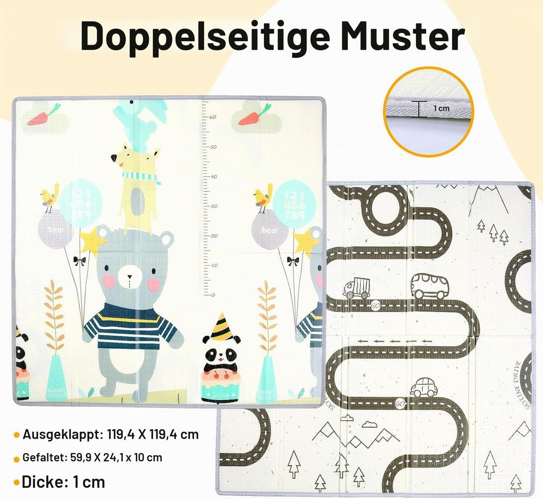 Krabbelmatte Baby Faltbar Spielmatte Baby Faltbar Kindermatte Doppelseitig XPE Matte, Wasserdicht ru