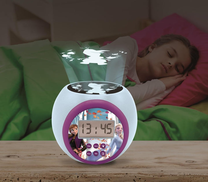 Lexibook - Disney Die Eiskönigin Projector-Wecker Anna ELSA mit Schlummerfunktion und Weckfunktion,