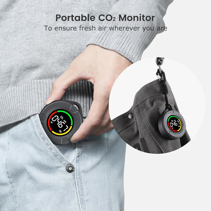 INKBIRDPLUS Tragbarer CO2 Melder, Mini CO2 Messgerät, CO2 Sensor mit Vollfarb LCD, Kontrollleuchte,